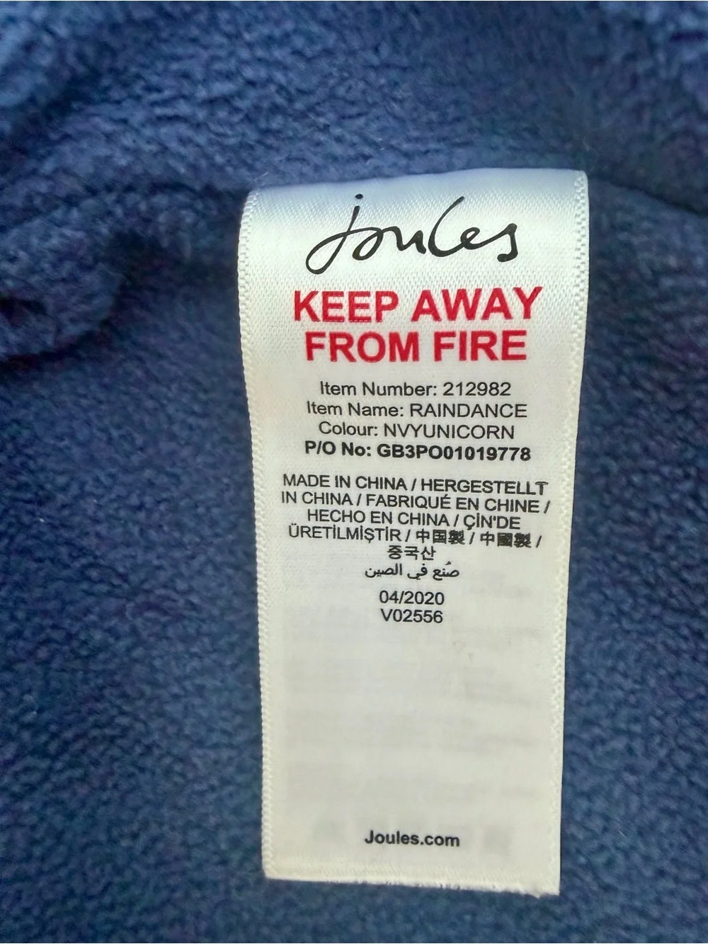 Joules Raindance Unicorn & Stars Fleece-Lined Raincoat Size 2Y EUC